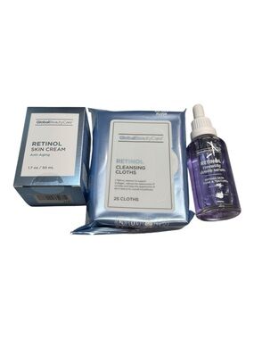 Global Beauty Care Retinol Skincare Set Serum Cream Cleansing Cloths Anti Aging